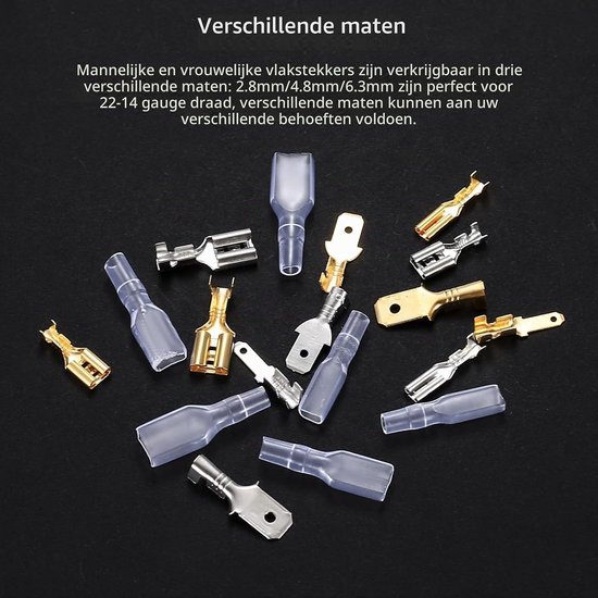 540 Stuks Elektrische Draadverbindingen, 2.8mm, 4.8mm, 6.3mm, Mannelijke en Vrouwelijke Spade Connectoren met Isolerende Mouwen voor Draad Crimpverbindingen en Elektrische Projecten — afbeelding 2