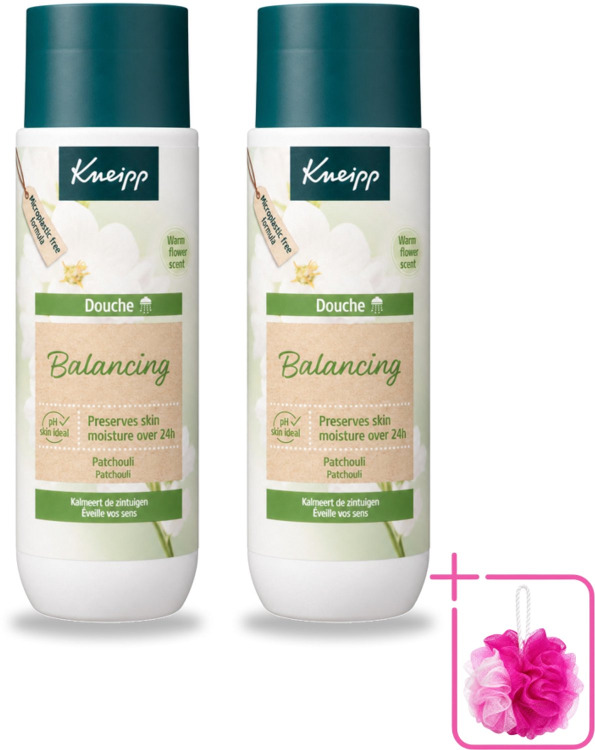 2 x Kneipp - Douchegel - Patchouli - 200 ml - Bulkverpakking - Douchegel patchouli - Douchemop - Balans huid
