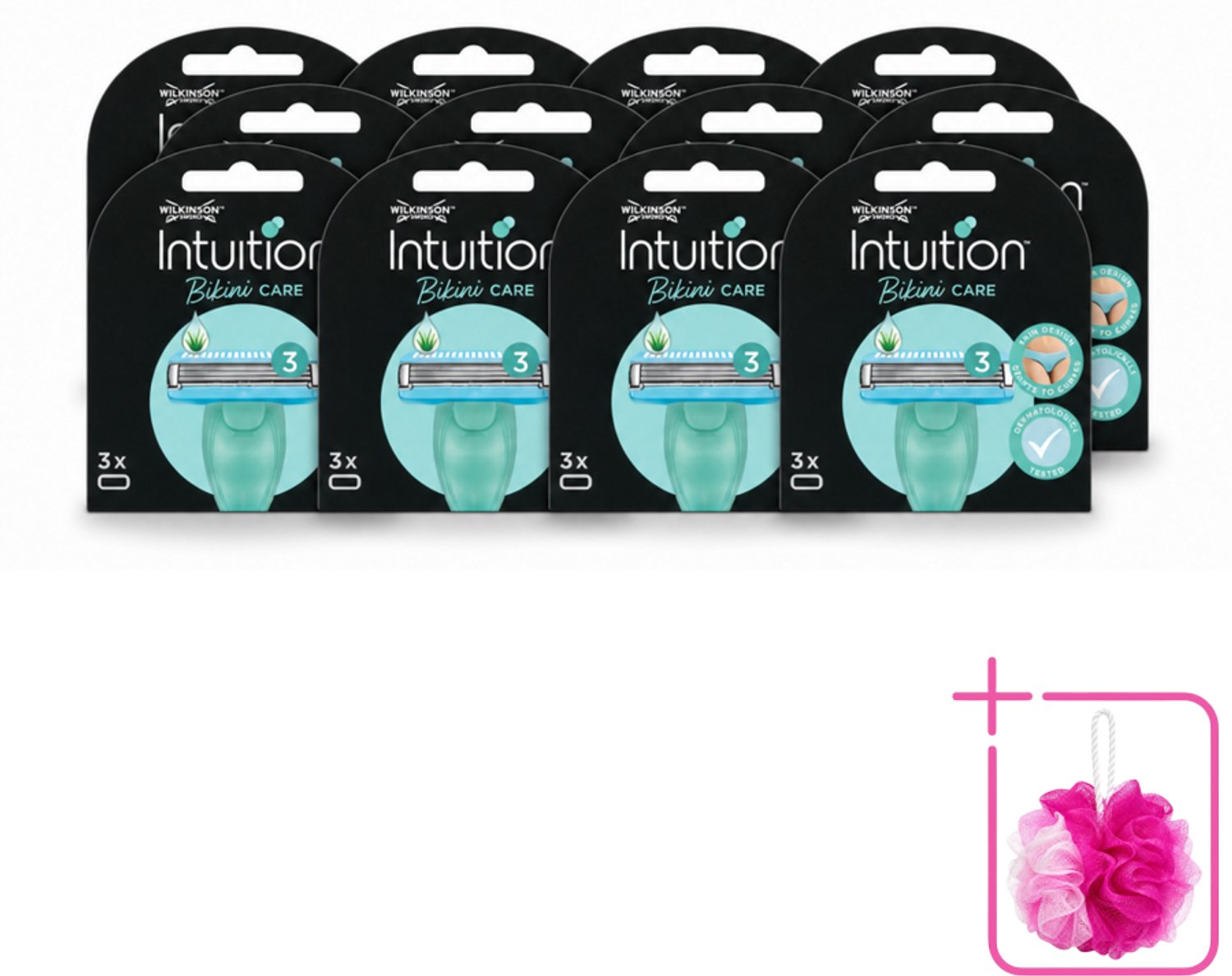 12 x Wilkinson Intuition - Navulmesjes - Bikini Care Duo - Praktisch - 3 mesjes - Bulkverpakking - Intieme zone scheren - Gevoelige huid scheren
