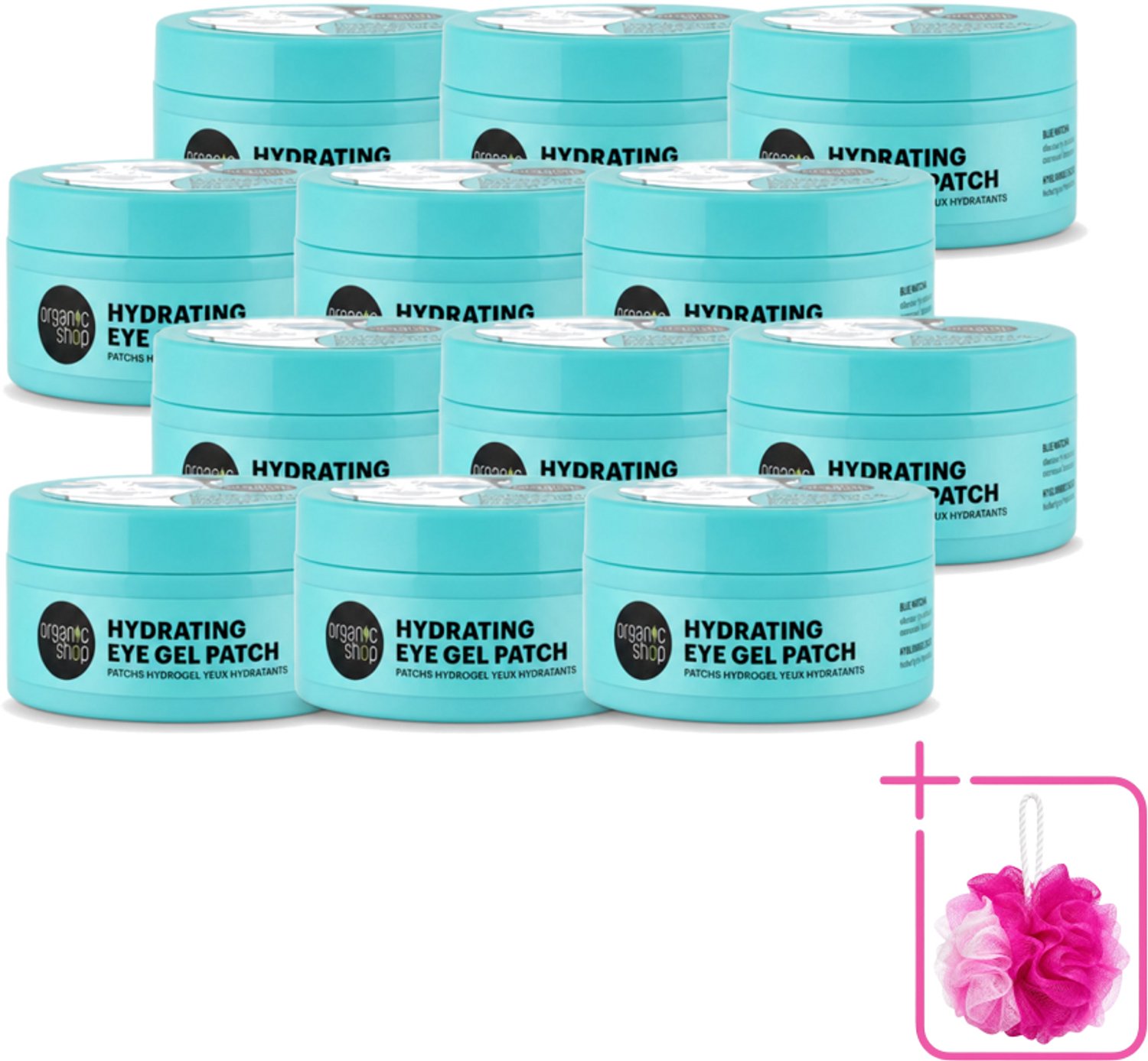 12 x Organic Shop - Eye Gel Patch Blue Matcha & Hyaluronic Acid - Verfrissend en Hydraterend - 60 Patches - Bulkverpakking - Oogverzorging - Douchemop - Hydratatie