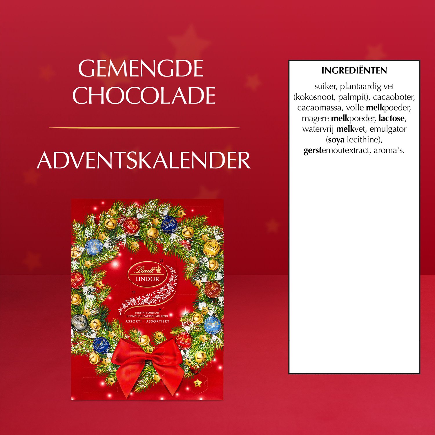Lindt LINDOR Chocolade Adventskalender 2026 - Bonbons gemengd 299gr - 24 premium chocolade bonbons - Aftellen tot Kerst - Kerstcadeau - Chocolade cadeau voor mannen en vrouwen – foto 3