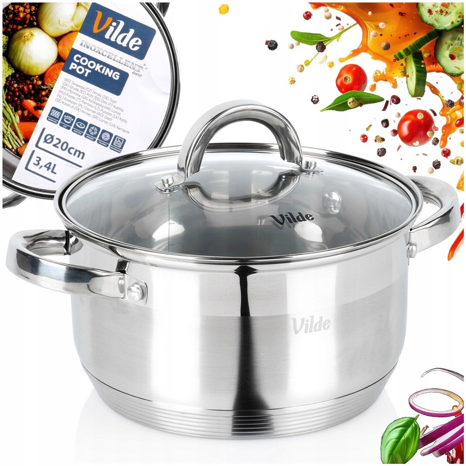 Vilde RVS Pan met Deksel - 20 cm / 3.4L - Koken & Stoven