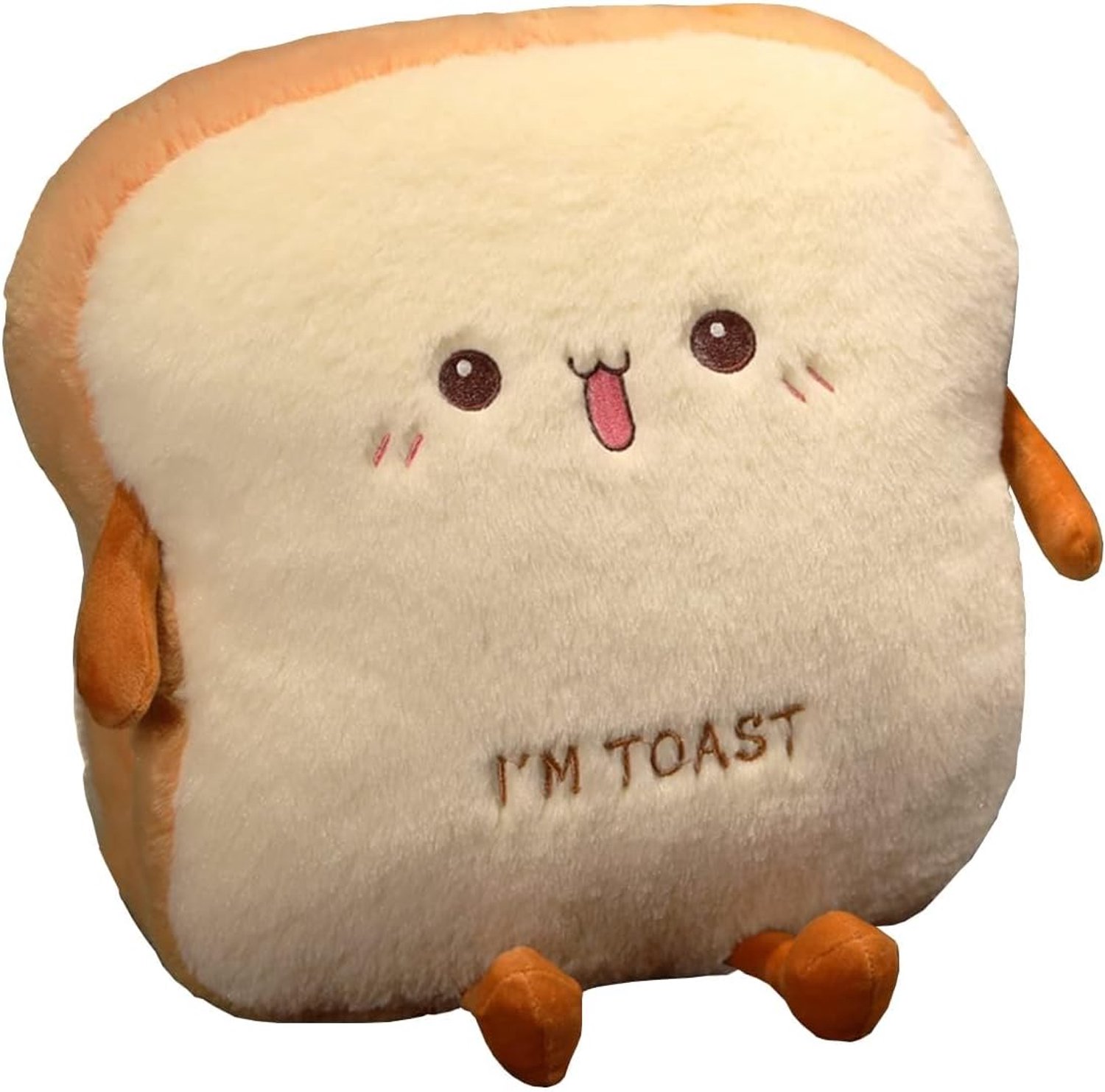 Knuffelkussen – Toast Brood Vorm Kussen met Handwarmer – Zacht Pluche Kussen – Schattige Brood Knuffel voor Bank- Bed en Kinderkamer – Gezellig Cadeau voor Kinderen- Vriendin en Familie