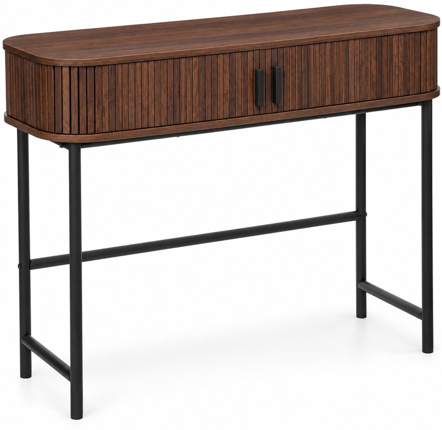 Atmosphera Colva Consoletafel - 2 Schuifdeuren - 100 x 35 x 80,5 cm - Donker Hout - Zwarte Stalen Poten