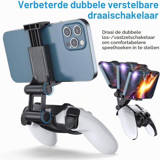 PS5 OIVO Controller en mobiele telefoonhouder, clip houder met verstelbare klem voor Sony PlayStation 5 — afbeelding 5
