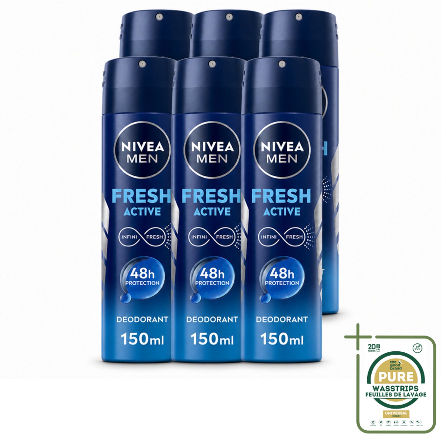 6 x NIVEA MEN - Deodorant Spray - Fresh Active - 150 ml - Frisheid - Zweetbestendig - Deodorant Spray - 48 Uur Bescherming - Huidvriendelijk