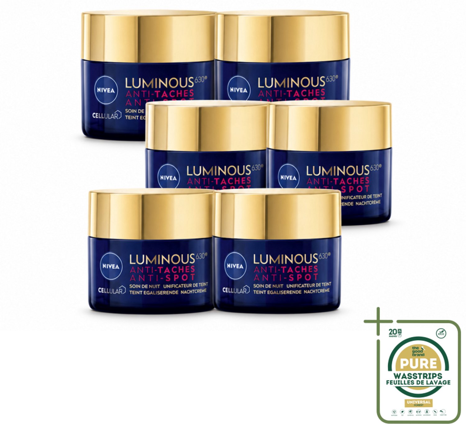 6 x NIVEA - Nachtcrème - CELLular LUMINOUS630 Tegen Vlekken - Egaliserend - Tegen pigmentvlekken - Met Hyaluronzuur - 50 ml - Nachtcrème - Anti-Vlek - Pigmentvlekken - Huidverzorging - Hydraterende Crème