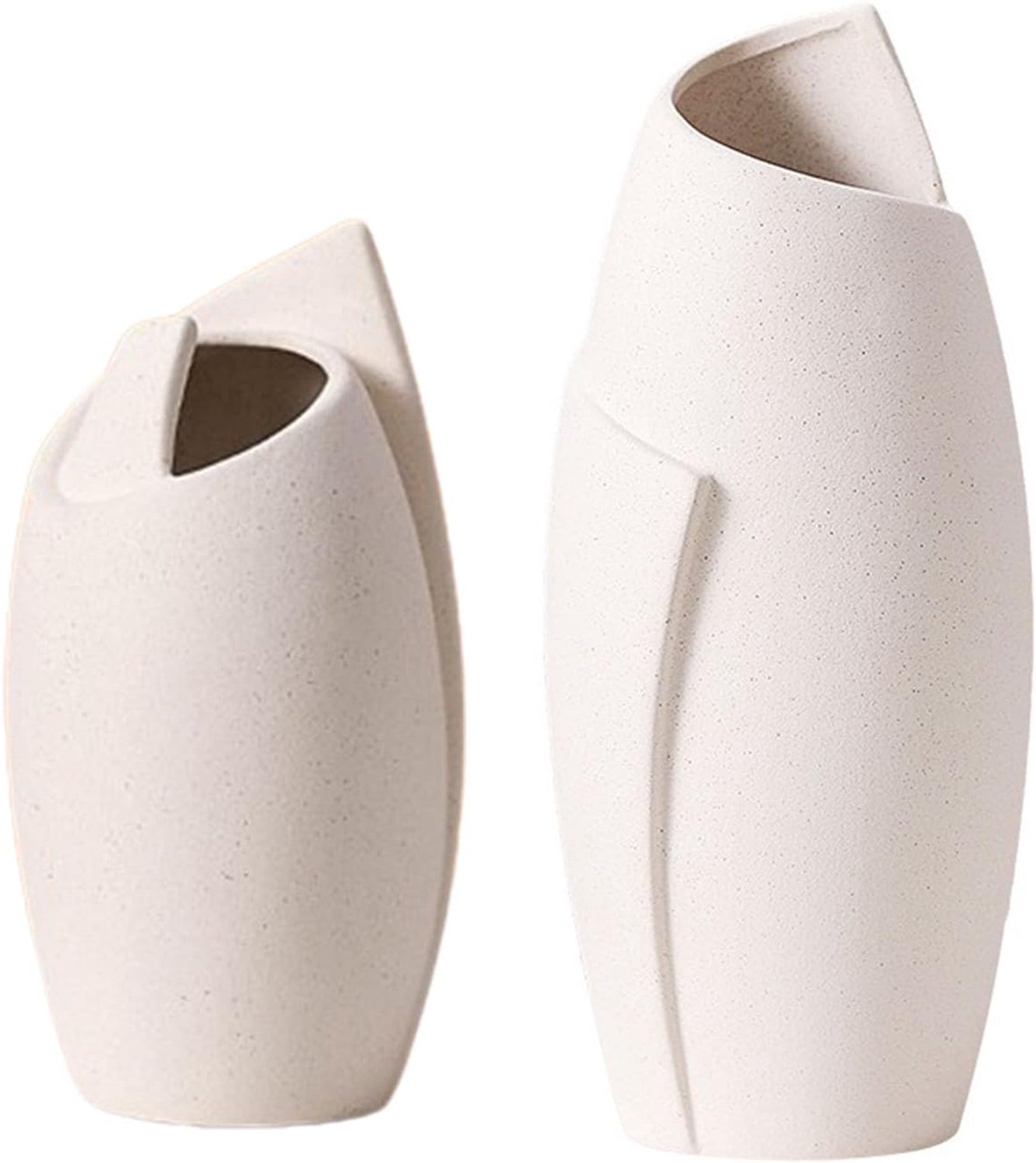 Witte keramische vaas, set van 2, voor thuis en op kantoor, minimalistische Scandinavische stijl, bloemenvazen voor tafelstukken, woonkamer, bruiloft, salontafel, boekenplank