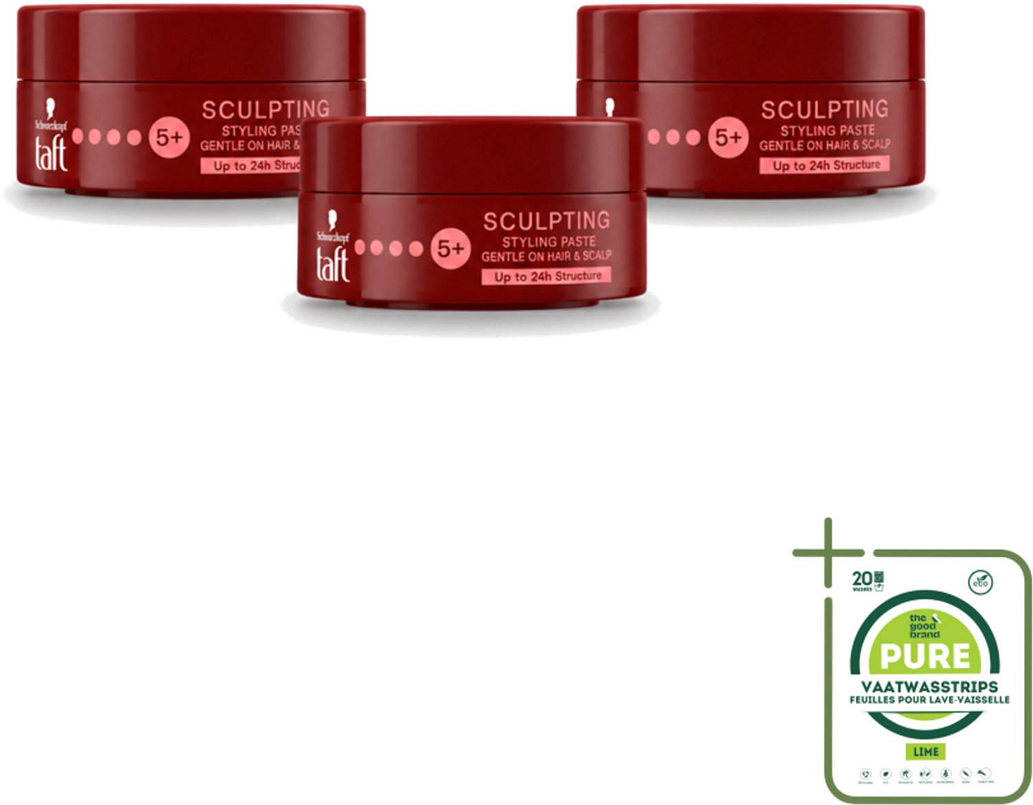 3 x Taft - Sculpting Styling Paste - Hold 5+ - Flexibele styling - 75 ml - Grootverpakking - Styling Paste - Flexibele Hold - Matte Finish - Natuurlijke Look - Vegan Styling