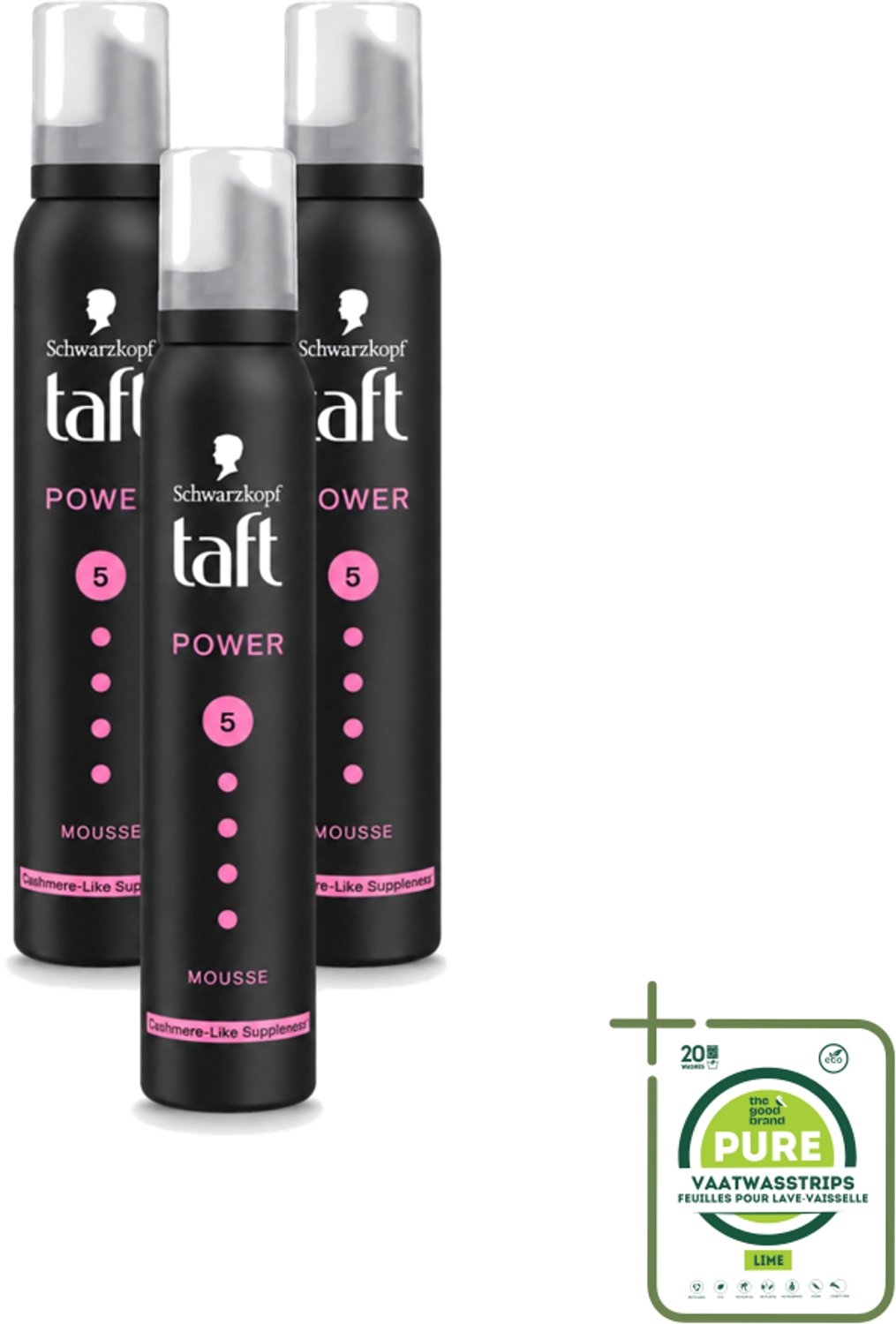 3 x Taft - Haarmousse - Power 5 - Zijdezachte hold - 200 ml - Grootverpakking - Haar Mousse - Volume Haar - Zachte Haar - Bescherming Tegen Hitte - Vegan Haarproduct