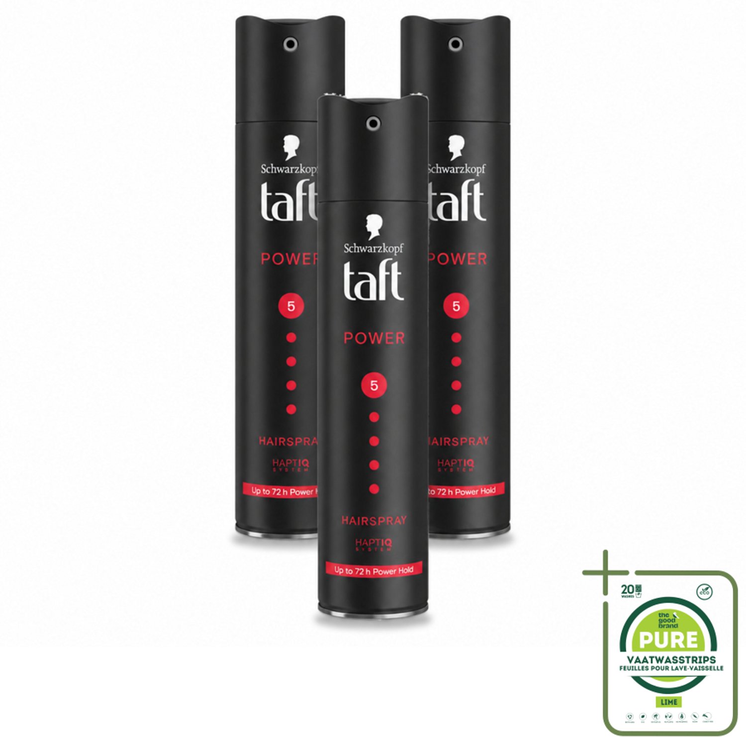 3 x Taft - Power 5 - Haarspray - Sterke fixatie - 250 ml - Grootverpakking - Haarspray - 72u Fixatie - Sterk Houden - Haar Beschermen - Vegan Haarspray