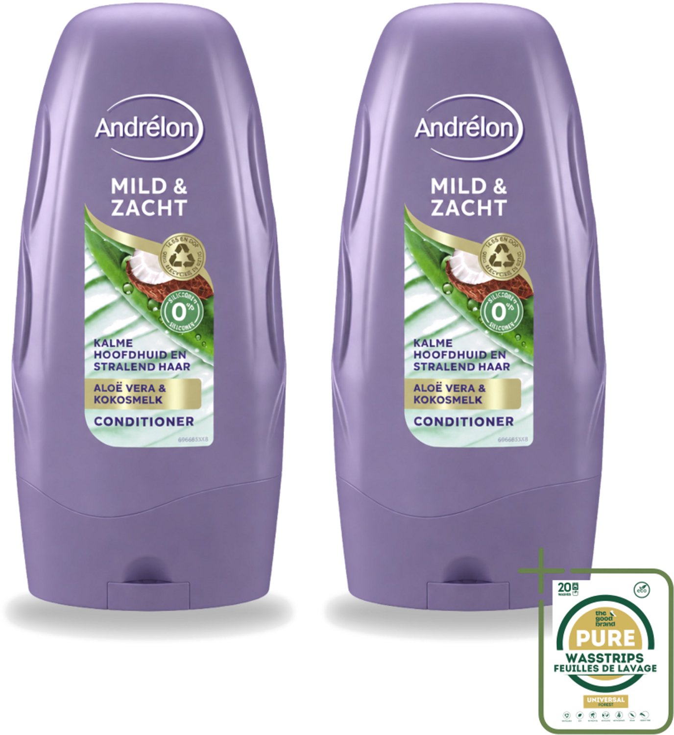 2 x Andrélon - Mild & Zacht - Conditioner - 250 ml - Wasstrips - Conditioner - Haar Verzorging - Gevoelige Hoofdhuid - Droge Hoofdhuid - Zacht Haar