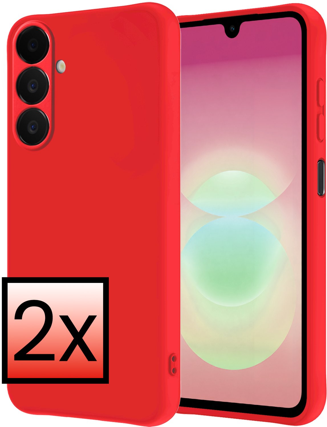 Hoesje - 2 Stuks - Geschikt voor Samsung Galaxy A18 - Sterk & Shockproof - Case Siliconen - Back Cover - Telefoon Hoes - Rood