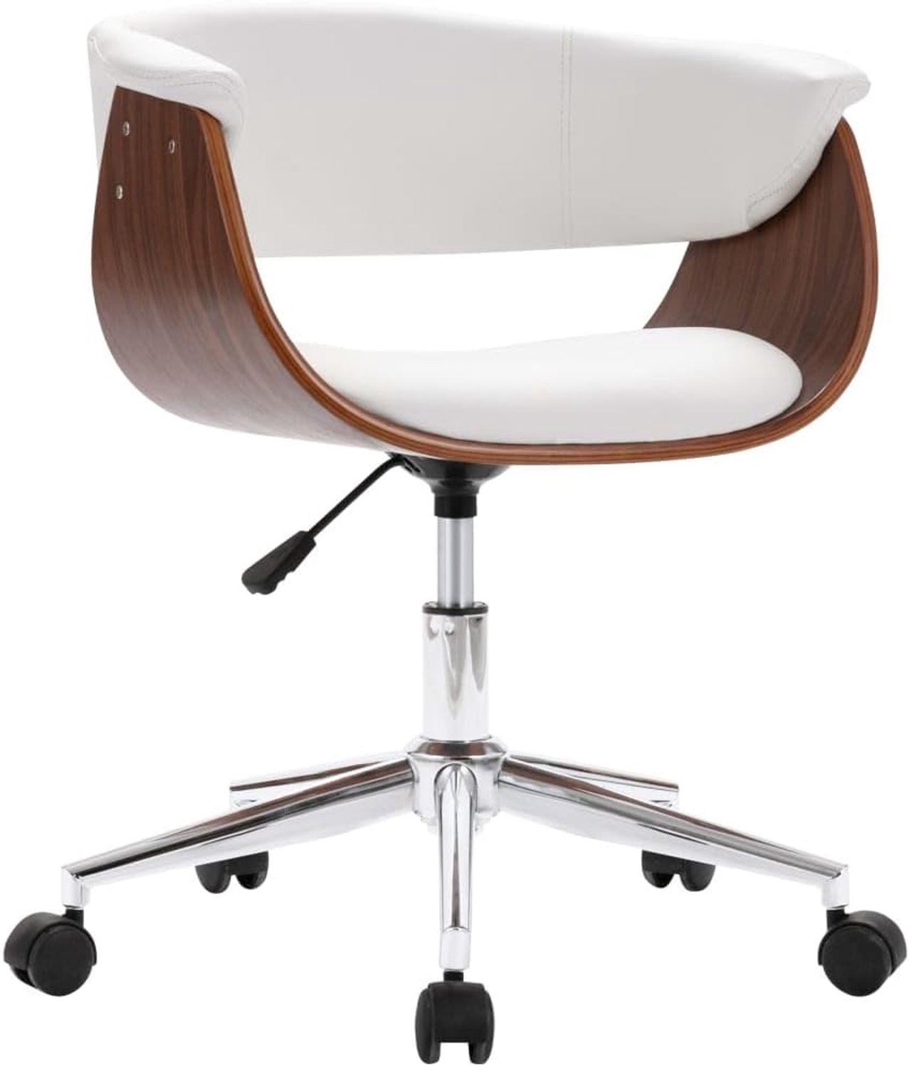Eettafelstoelen, woonkamerstoelen, multifunctionele stoel, draaibaar, wit, beukenhout en kunstleer, voor eetkamer, werkkamer, slaapkamer