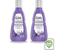 Guhl 2 x - Shampoo - Zilverglans & Verzorging - 250 ml - Grootverpakking - Zilverglans Shampoo - Anti-geel Effect - Grijs Haar Verzorging - Blond Haar Verzorging - Haarkleur Verlichten