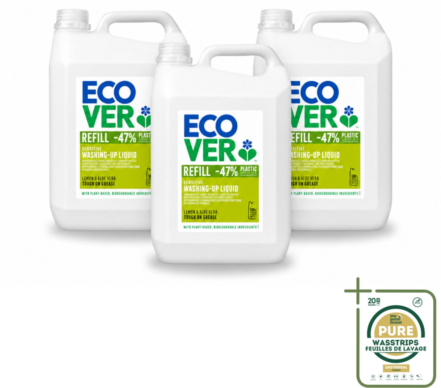3 x Ecover - Afwasmiddel - Citroen & Aloë Vera - 5 liter - Ecover Afwasmiddel - Plantaardig Afwasmiddel - Afwasmiddel Citroen Aloë Vera - Duurzame Afwas - Afwas Zonder Plastic