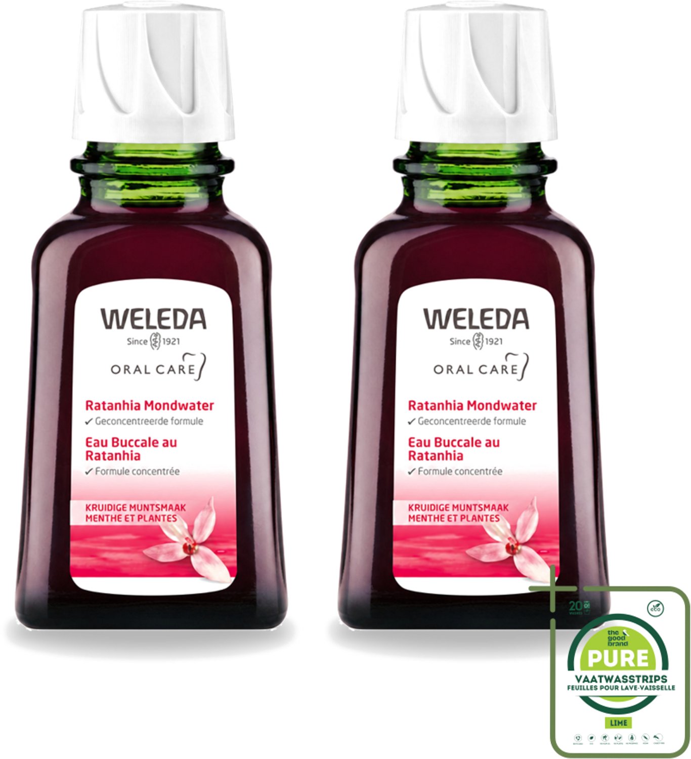 2 x WELEDA - Mondwater geconcentreerd - Ratanhia - 50 ml - Grootverpakking - Vaatwasstrips - Mondwater - Tandvlees Verzorging - Natuurlijk Mondwater - Ratanhia Mondwater - Mondverzorging
