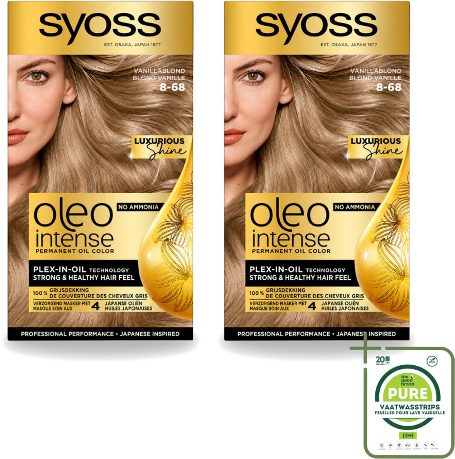 2 x SYOSS - Oleo Intense 8-68 Vanillablond - Haarverf - Zonder Ammoniak - Grijsdekking - Langdurige Kleur - Grootverpakking - Vaatwasstrips - Haarverf - Haarkleur - Grijsdekking - Haarverzorging - Haarverf Zonder Ammoniak