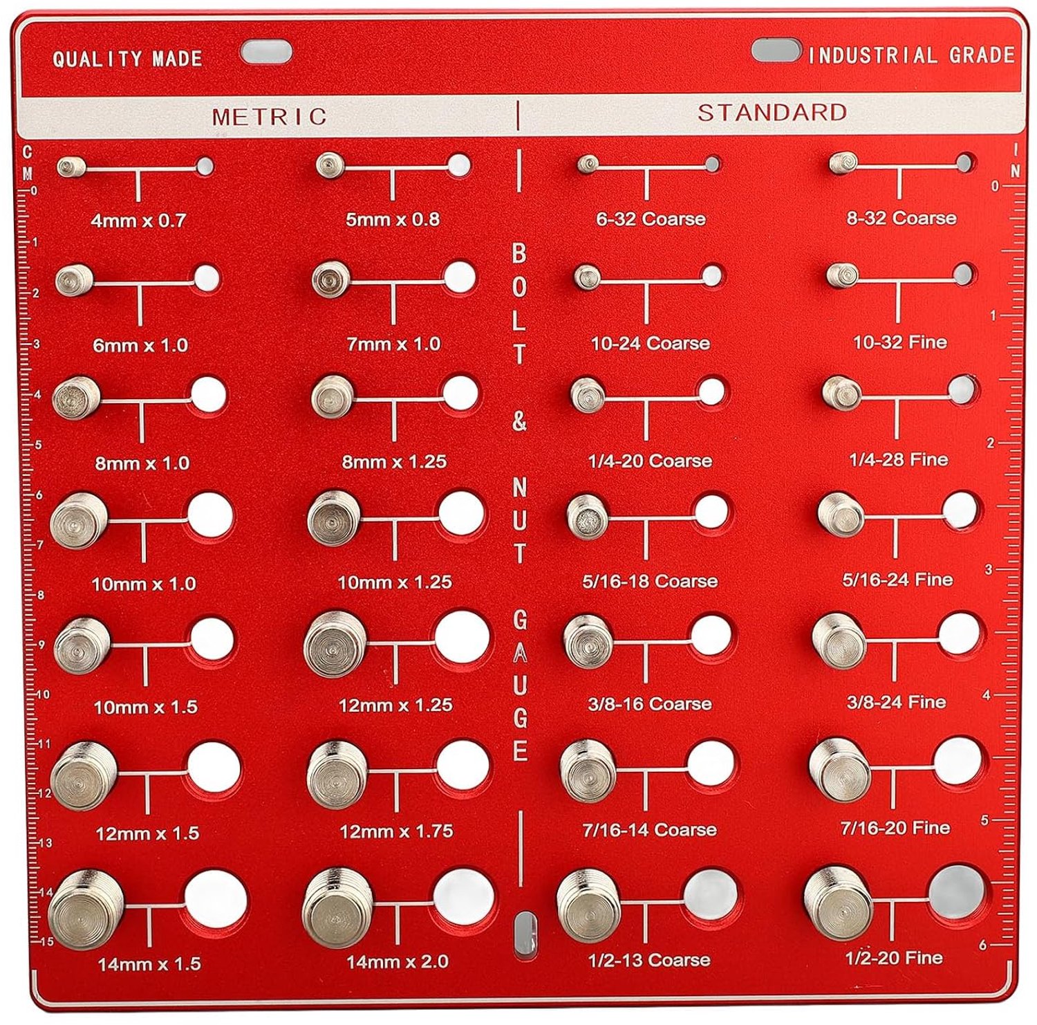 Draadcontrolegereedschap Duurzame Inch Metrische Draadcontrole voor Professionele Monteurs of Liefhebbers, 6061 Aluminiumlegering voor Moerboutidentificatiemeter