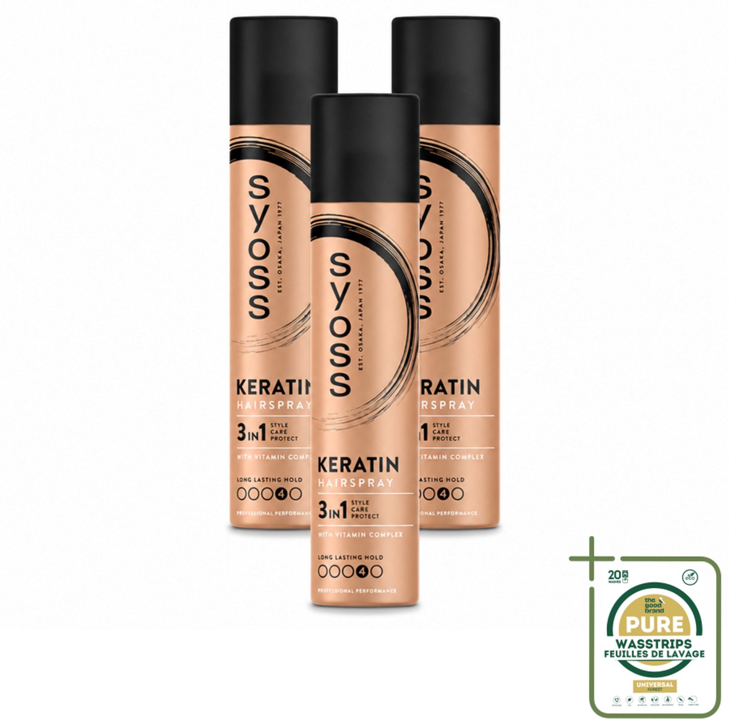 3 x Syoss - Keratin - Haarspray - Versterkt & Fixeert - 300 ml - Haarspray - Haarversterking - Haarfixatie - Haarverzorging - Keratine
