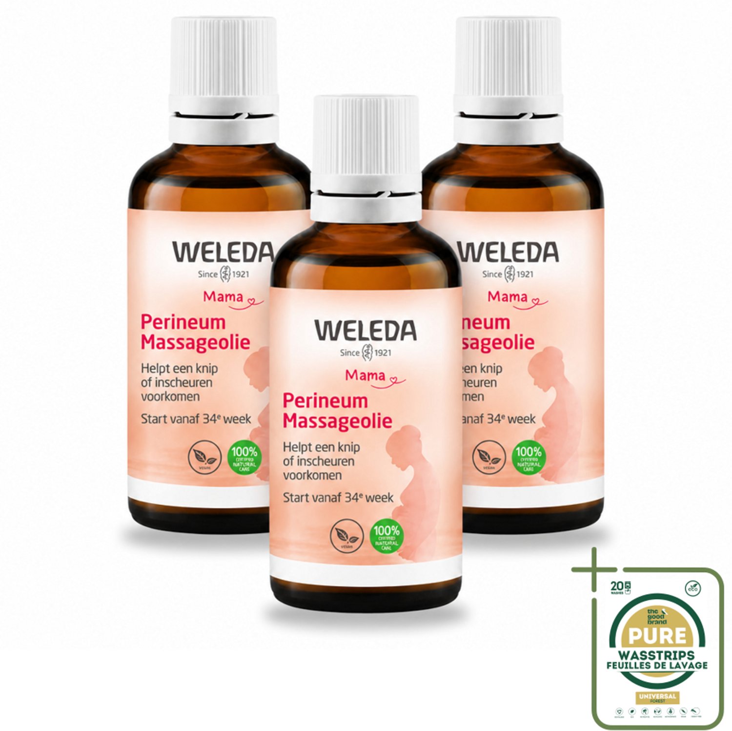 3 x WELEDA - Perineum massageolie - Mama & Baby - 50 ml - Wasstrips - Perineum Massageolie - Zwangerschap - Bevalling - Huidverzorging - Natuurlijke Olie