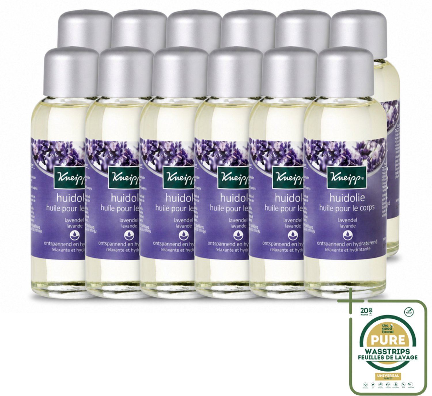 12 x Kneipp - Huidolie - Relaxing - Lavendel - Trekt snel in - 100 ml - Wasstrips - Huidverzorging - Ontspanning - Lavendelolie - Huidolie - Aromatherapie