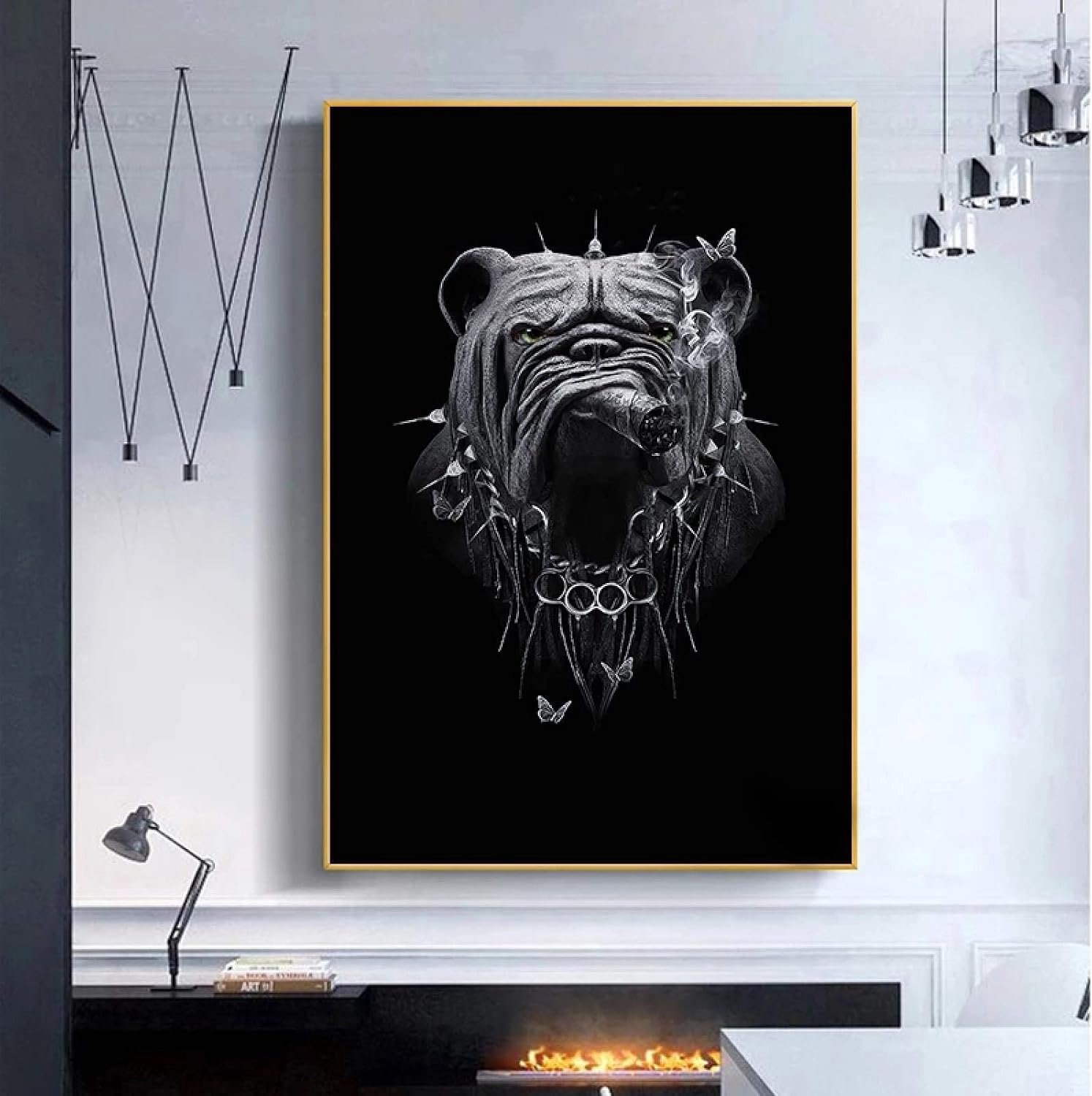 Fun Art Roken Hond Canvas Schilderij Posters en Prints Zwarte Dieren Muur Kunst Foto's voor Woonkamer Woondecoratie 50x70cm Frameless