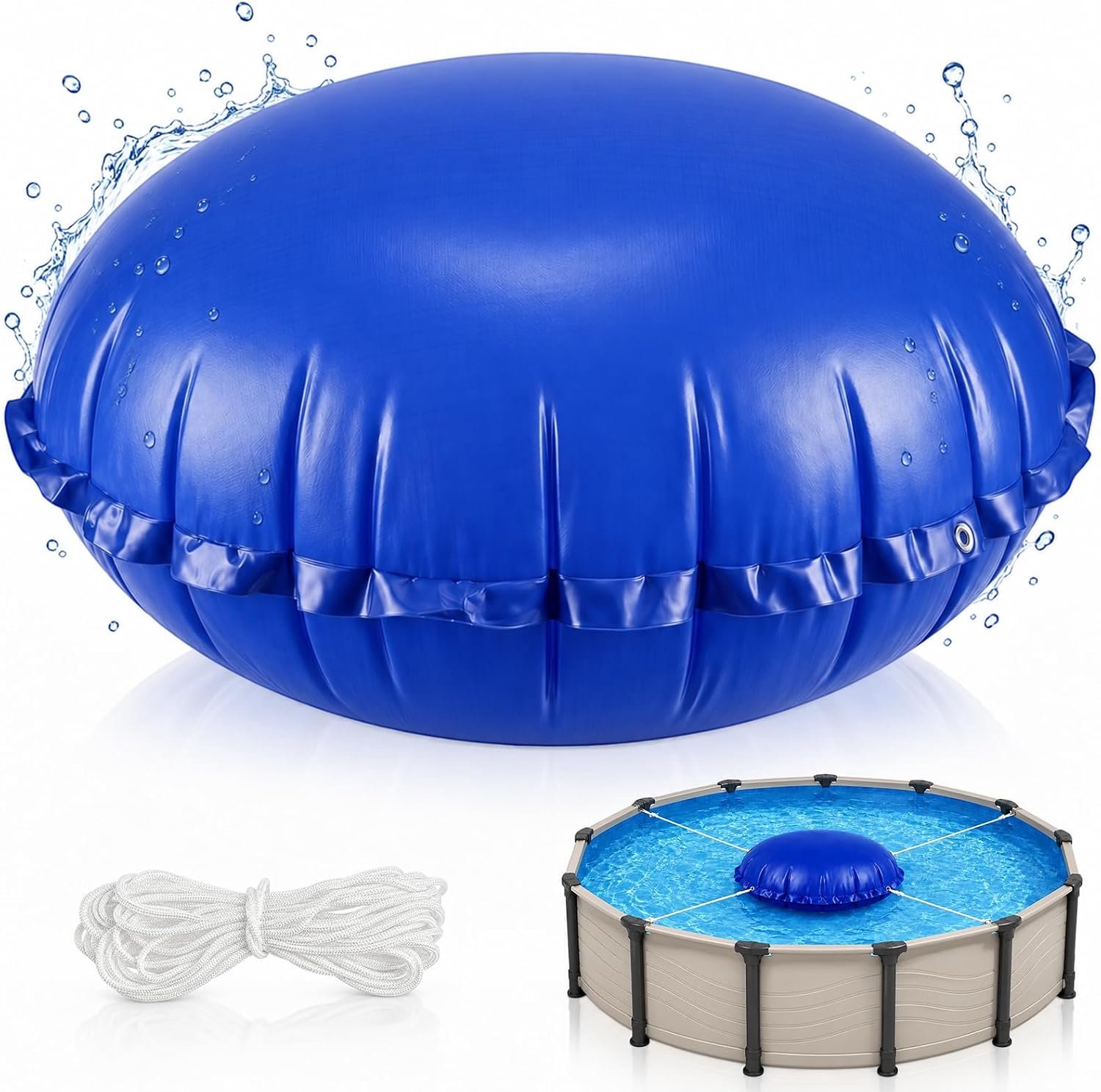 Zwembadkussen winter rond 360 XXL 120x120cm (donkerblauw)