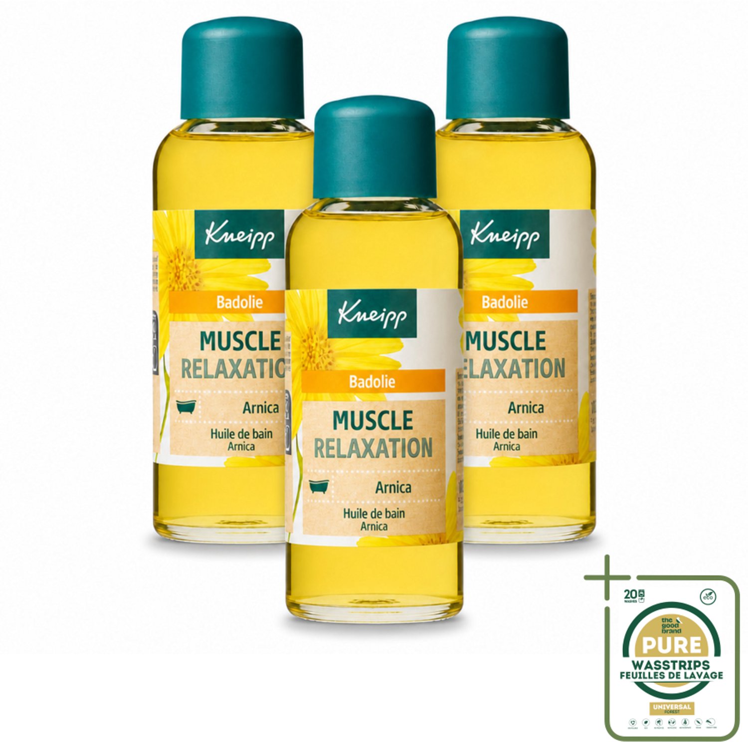 3 x Kneipp - Badolie - Arnica - Voor spieren en gewrichten - 100 ml - Wasstrips - Badolie Voor Spieren - Badolie Voor Gewrichten - Arnica Badolie - Spierherstel - Gewrichtsverzorging