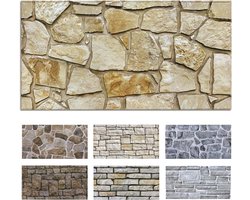 Commomy Pack of 12 3D Wall Panels Self-Adhesive Stone Look 58 x 30 cm (21.5 m²) - ShopVlot