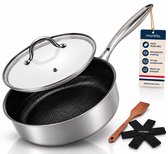 Morelia® Hapjespan Inductie met Deksel (28cm Zwart) - Keramische Anti aanbaklaag - Oven en Vaatwasserbestendig