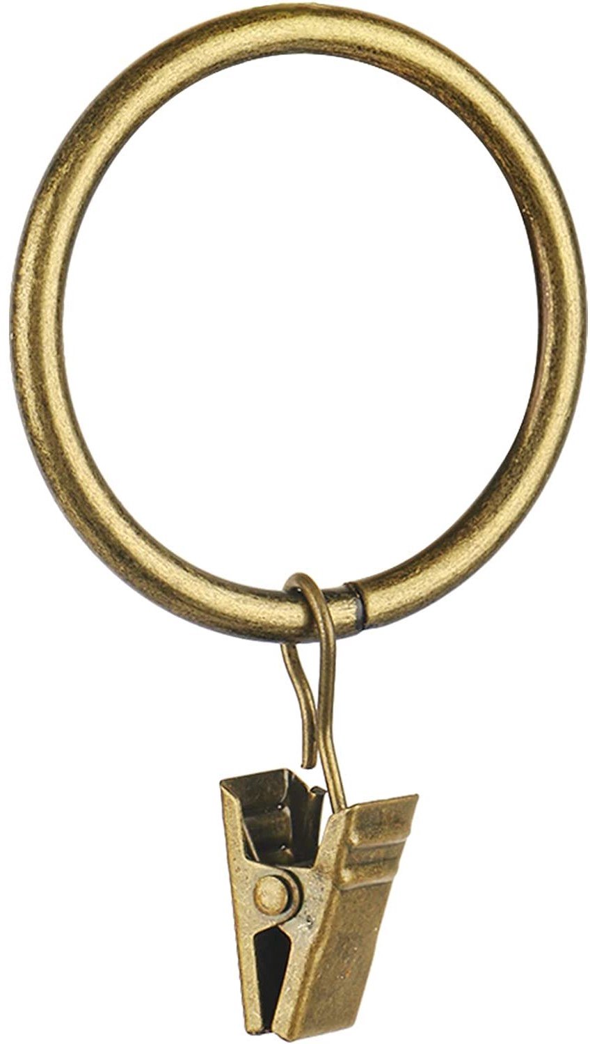 Famanu 40 stuks 2-duim gordijnringen voor gordijnroede, antieke messing metalen gordijnringen met klemmen, decoratieve ophanghaken voor badkamer en woonkamer wit