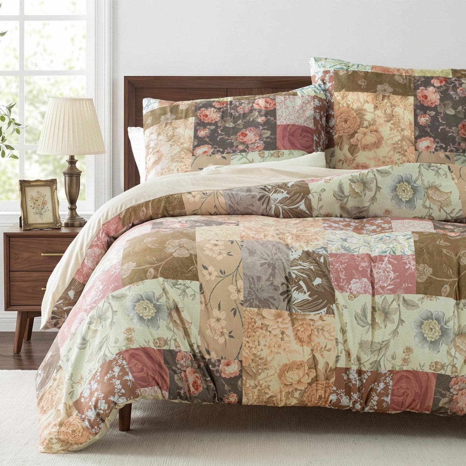 Duraxl Dekbedovertrek - 155 x 220 cm - Microvezel - Rode bloemen - 3-delig Rood