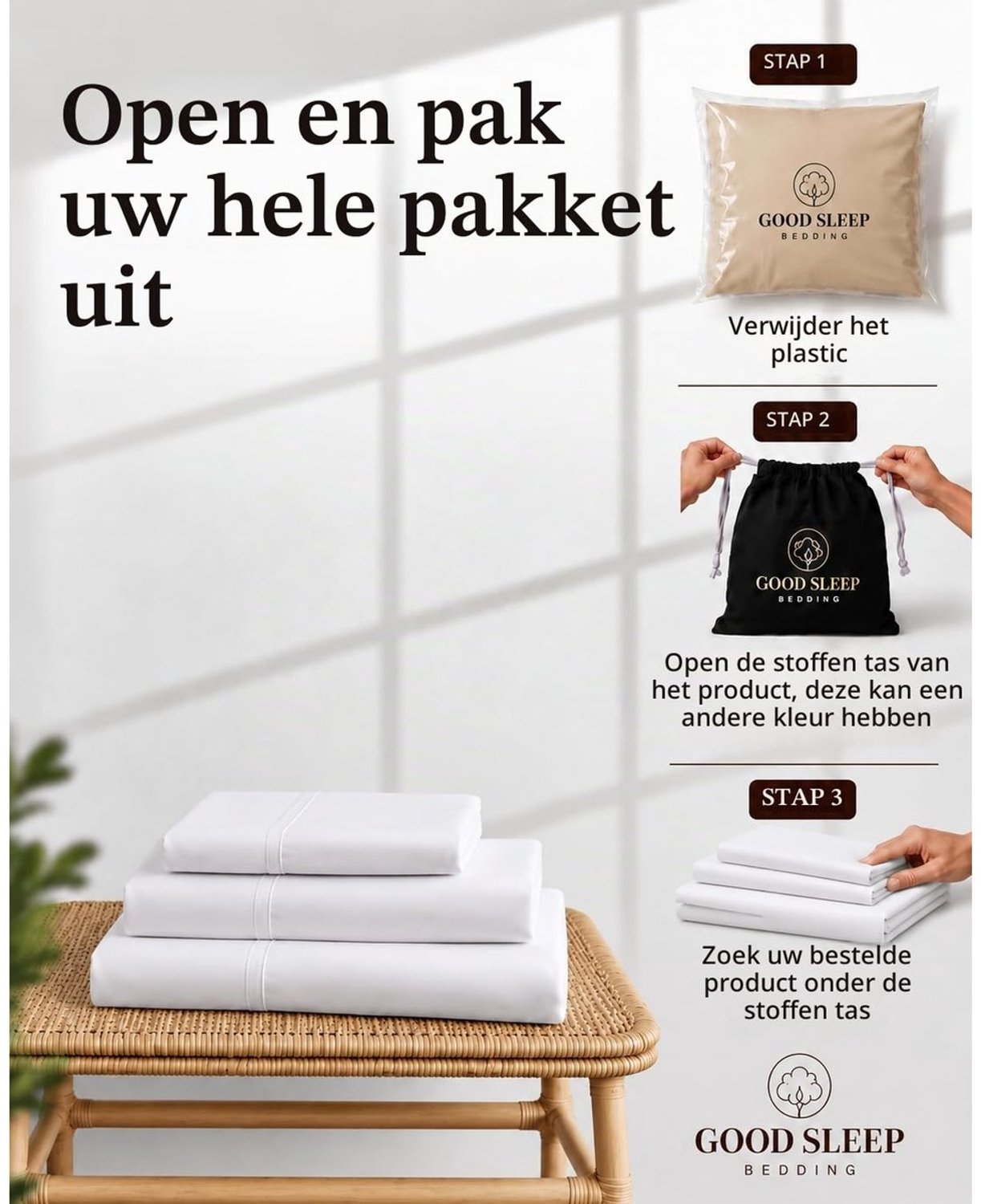 Duraxl Dekbedovertrek - Super kingsize - Egyptisch katoen - 1000 TC - Wit
