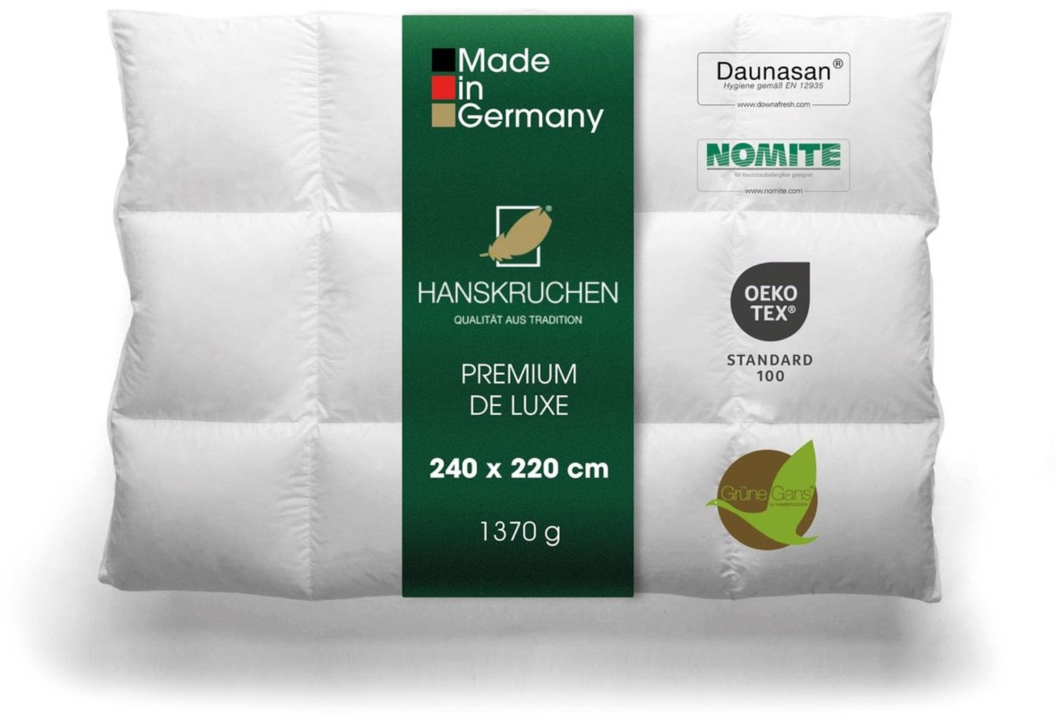 Duraxl Donsdeken - 240 x 220 cm - Medium - Cassettemodel Wit