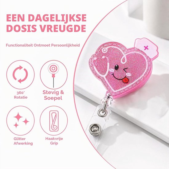 Schattige badge reels voor verpleegkundigen - 8 stuks, perfect als cadeau voor zorgprofessionals, met kleurrijke ontwerpen en praktische functionaliteit — afbeelding 3