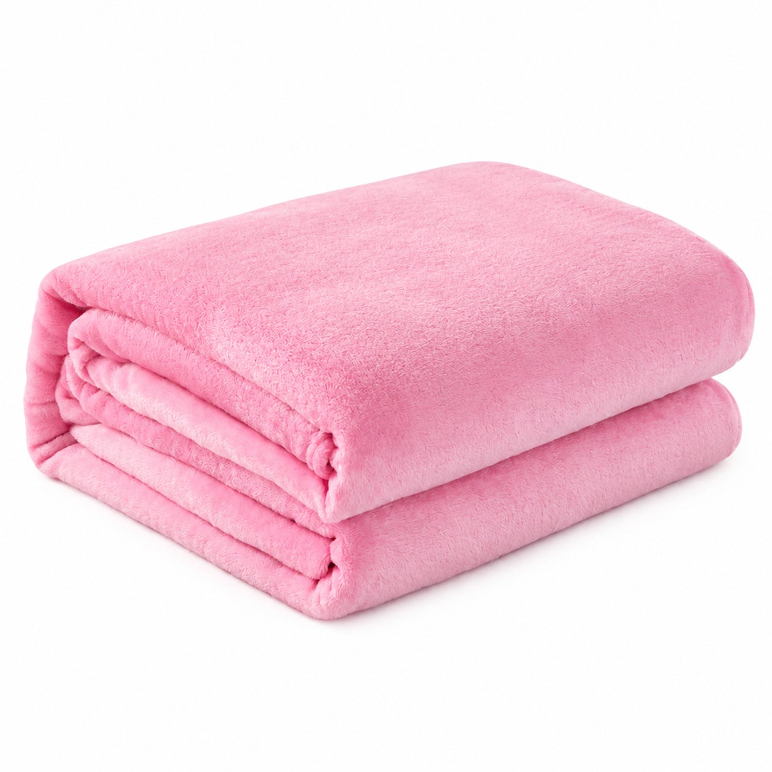 SWGOTA Lichtroze flaneldeken 100 x 120 cm, effen polyester plaid voor bank en dutje