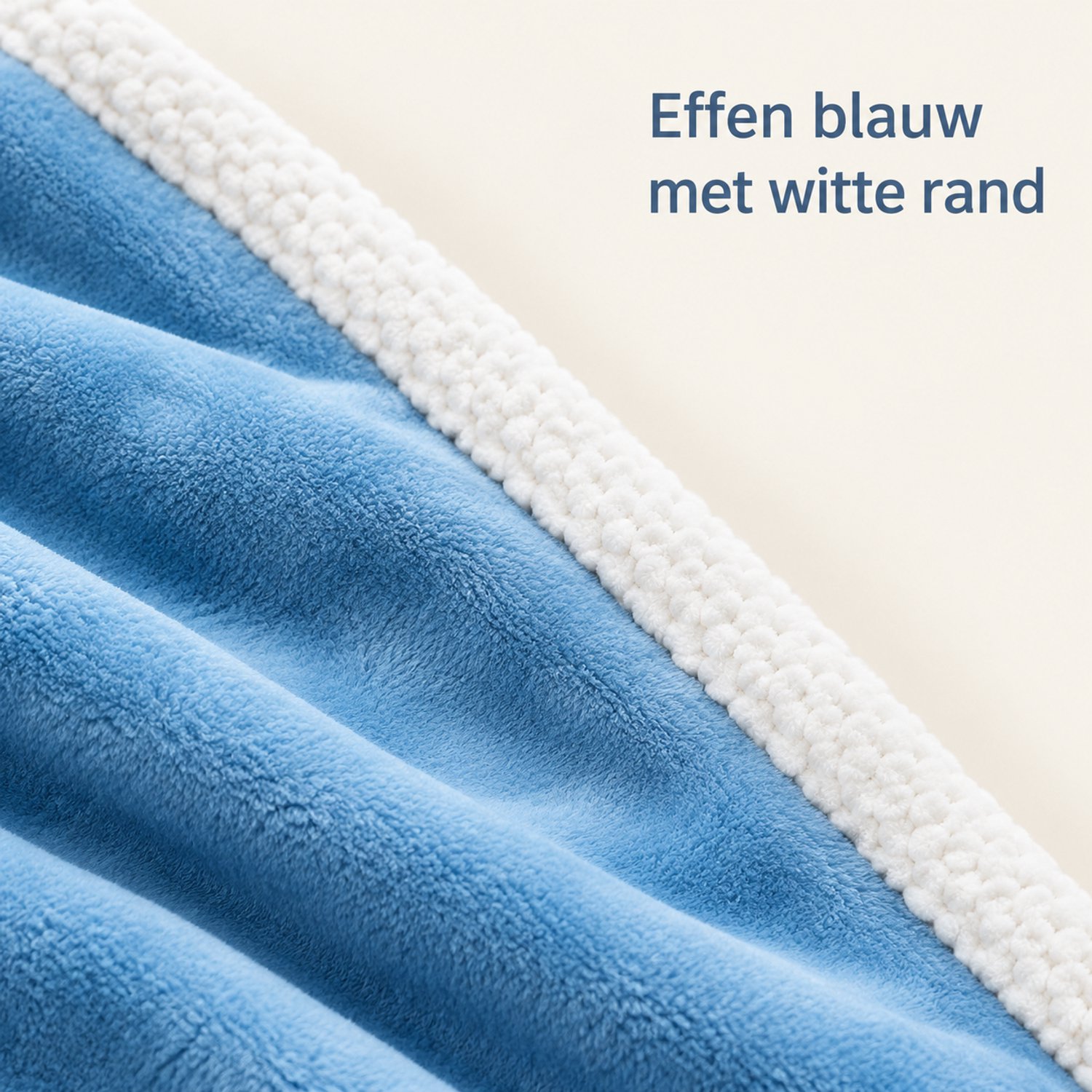 SWGOTA Blauwe flanellen deken van polyester met witte rand, 100 x 150, circa 400 g