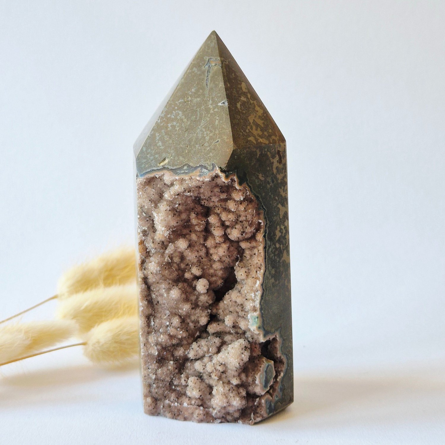 Moonlight Gemstones Druzy Agaat Toren uit Uruguay 430 gram | Natuurlijke Geode Edelsteen Meerkleurig