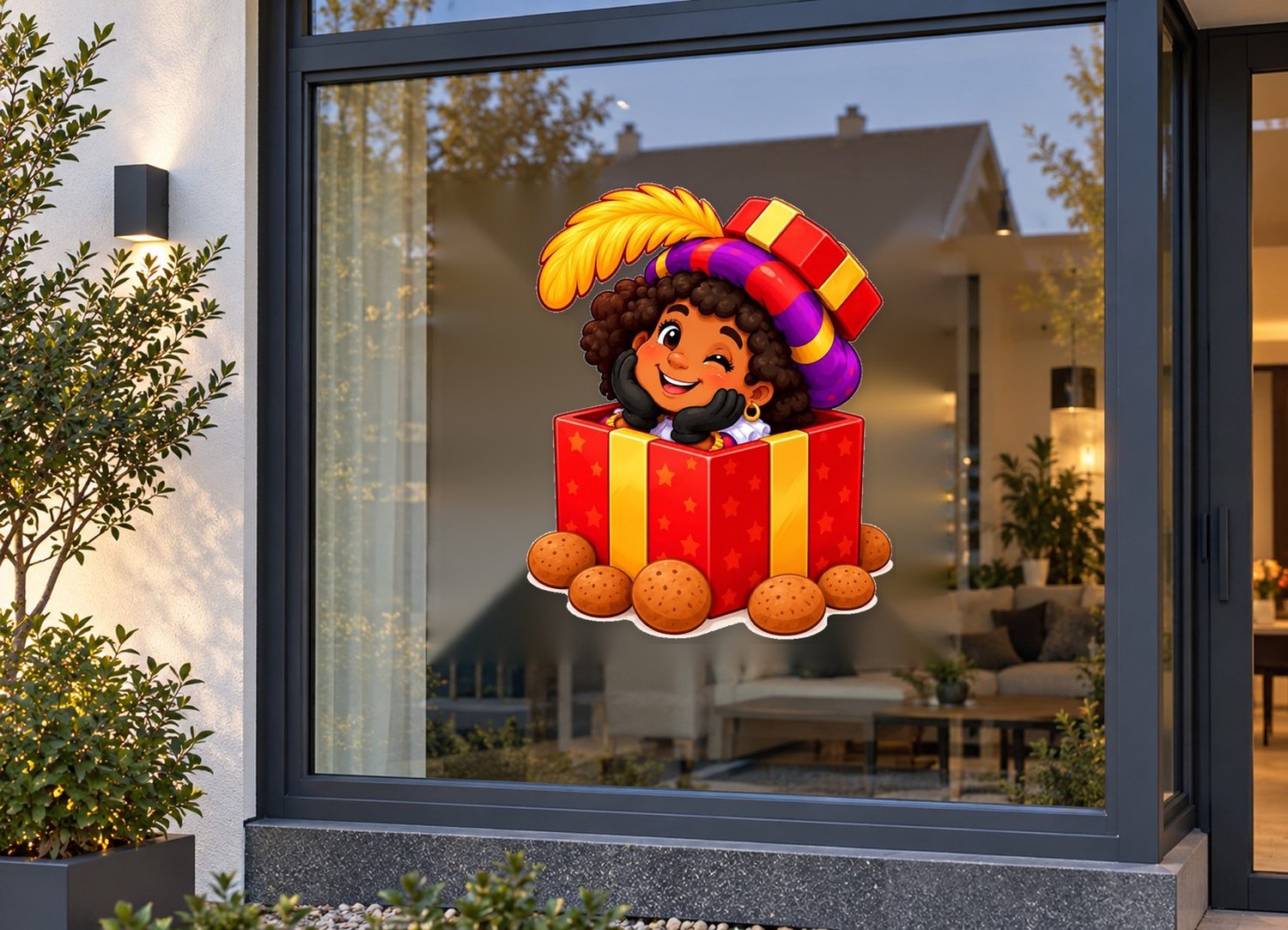 De Stickerman Sinterklaas Raamsticker 100cm Breed Herbruikbaar Weerbestendig (V15) Multi