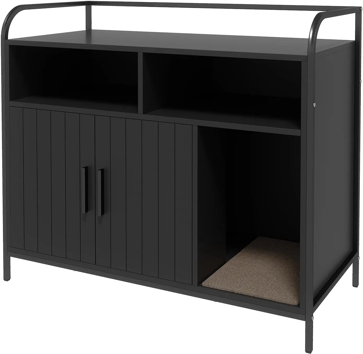 Gudalio Kattenbak Meubel - Kast - Kattenhuis - Verborgen Kattenbak - Dressoir - Opbergruimte - 95 x 45 x 82 cm - Hout - Zwart