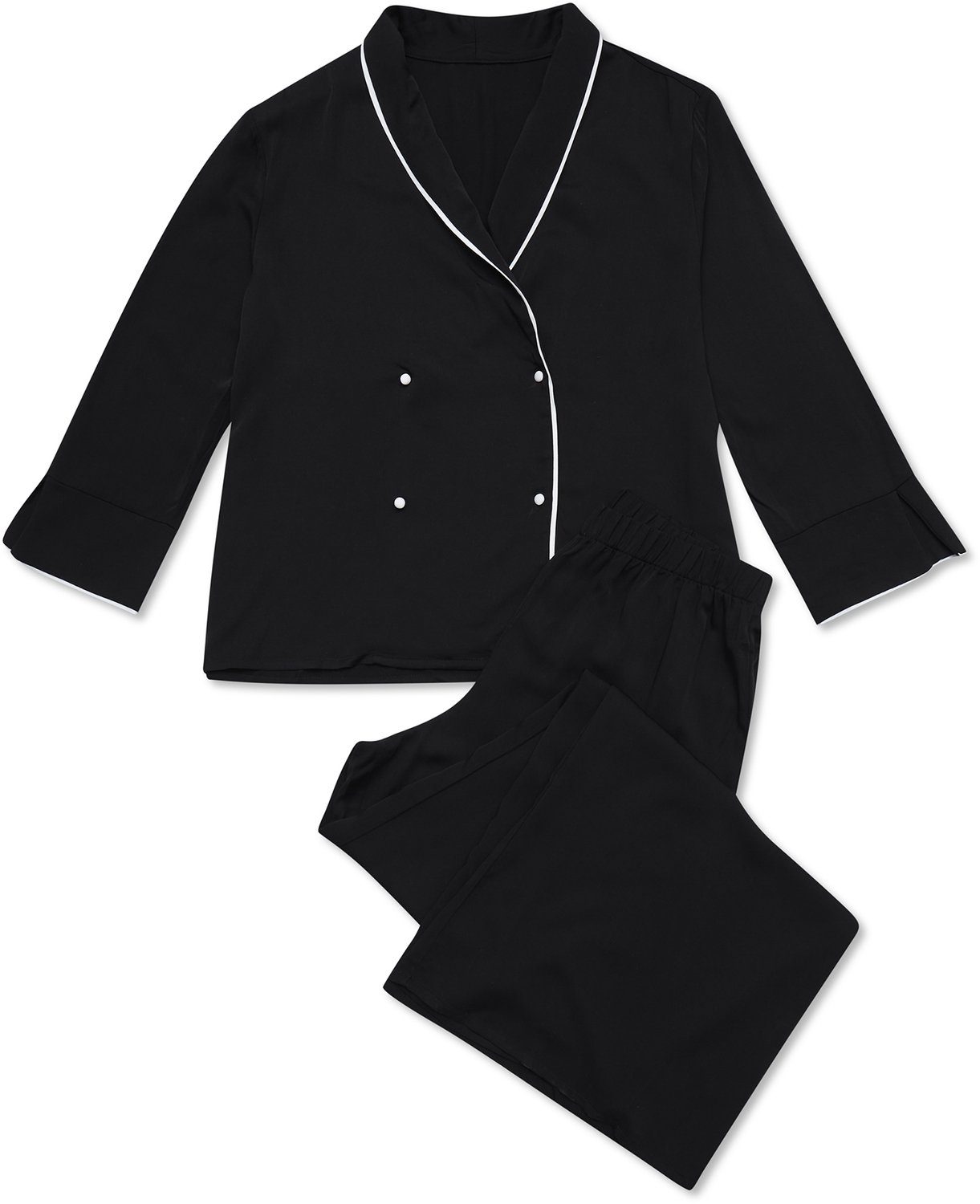 ESOTIQ Jaina - Damespyjamaset - Zwart - Modal Zwart;Wit