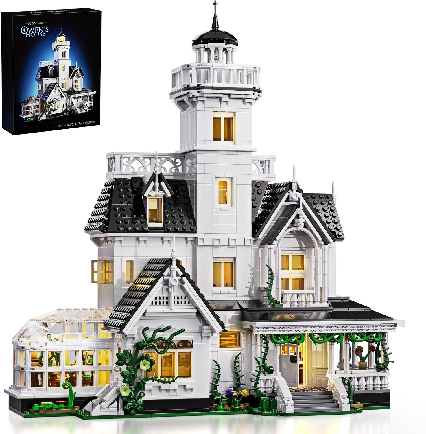 Gudalio Bouwpakket - Bouwstenen Set - Magic Huis - met LED - 1877 Bouwstenen - Vanaf 14 jaar - 37x40x41 cm - Decoratief - Cadeau
