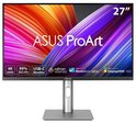 27-inch ASUS ProArt 4K-monitor met slanke randen, kleurrijke abstracte achtergrond en USB-C-connectiviteit.
