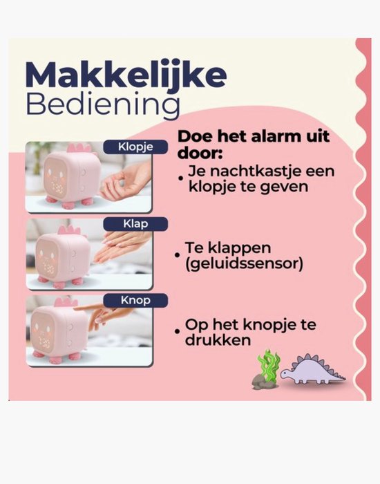 BMJ Trading® - Wekker voor Kinderen - Dino - Slaaptrainer Kinderen - Wekker Kind Digitaal - Dinosaurus - Veranderd van Kleur - Kinderwekker - Alarmklok - Slaaptrainer - Slaapwekker - Digitale Wekker - Alarm Clock - Nachtlampje van BMJ Trading — afbeelding 2