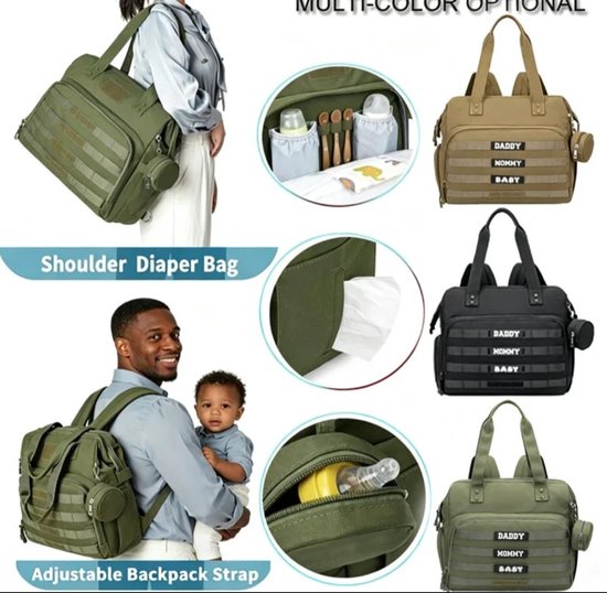 Waterproof Polyester Father's Daddy Diaper Black Bag Tote Hospital Bags for Labor and Delivery — afbeelding 4