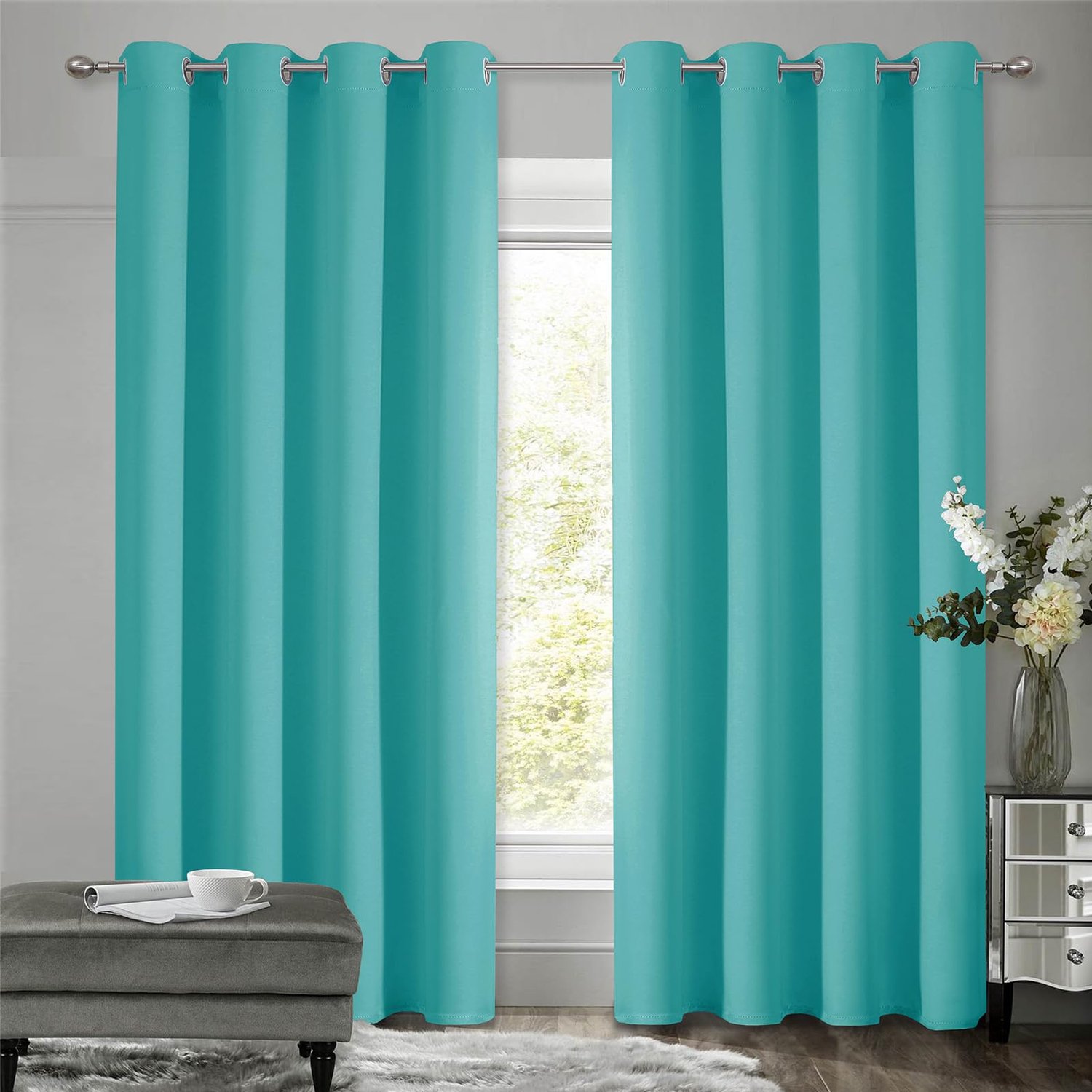 Verduisterend Gordijn - Thermische Isolatie - Voor Slaapkamer - H 175 x B 140 cm - 2 stuks - Turkoois
