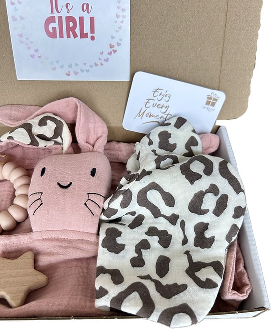 Baby meisje brievenbus cadeau - knuffel - slab - speenkoord - bijtring — afbeelding 3