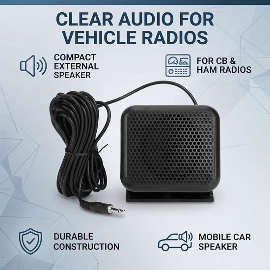 Externe luidspreker autoradio - mini-luidspreker - draagbaar - ideaal voor hamradio en scanner - ServiceTopper — afbeelding 2