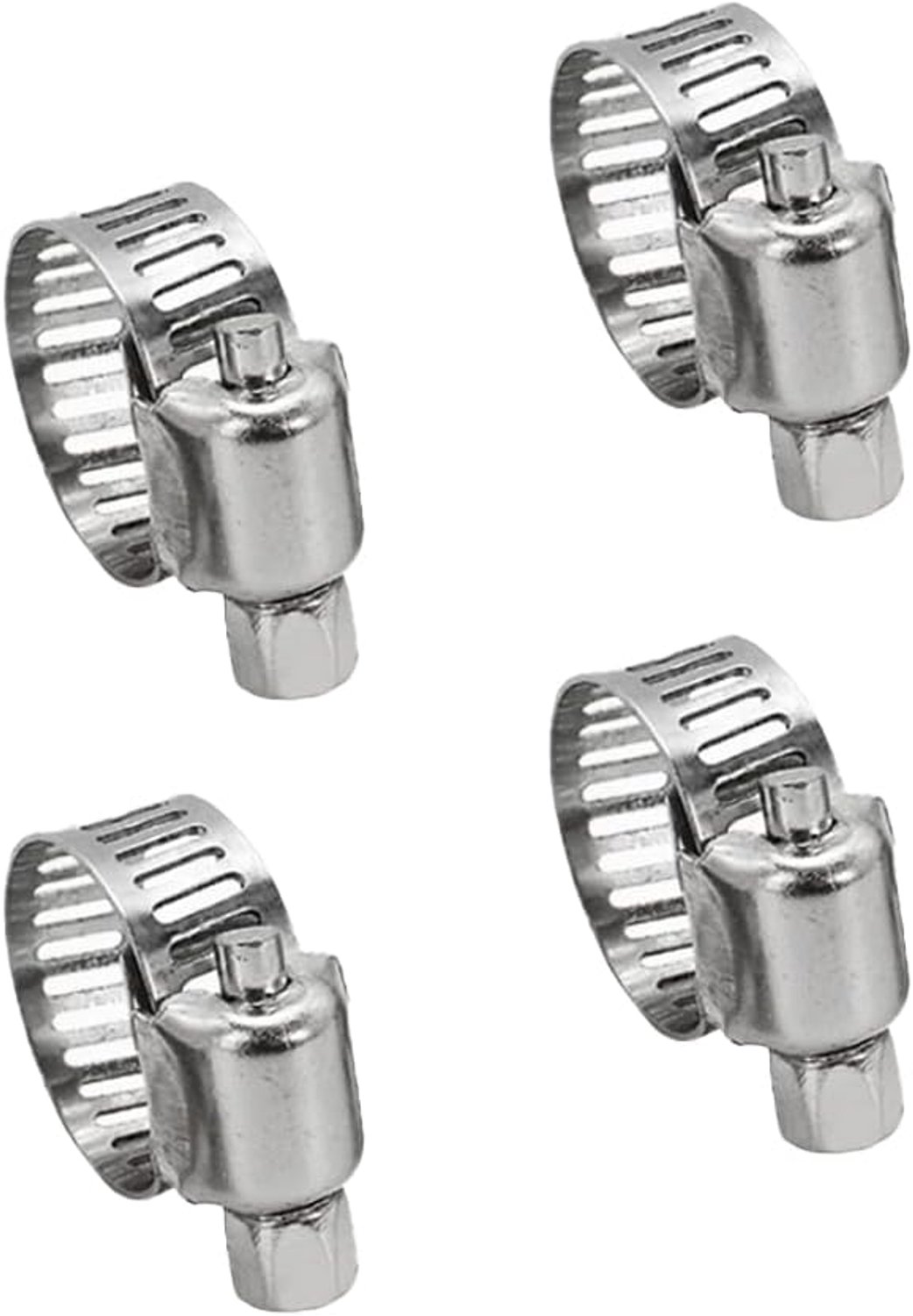 Hose Clamps, 4 Pieces, Stainless Steel Clamps, Pipe Clamps, Adjustable Clamping Range 6-12 mm, for Fixing Hoses and Tubes